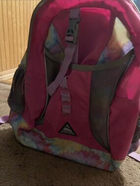 L.L. Bean Kids Pink Backpack with Rainbow Tie-Dye Trim like new tags removed